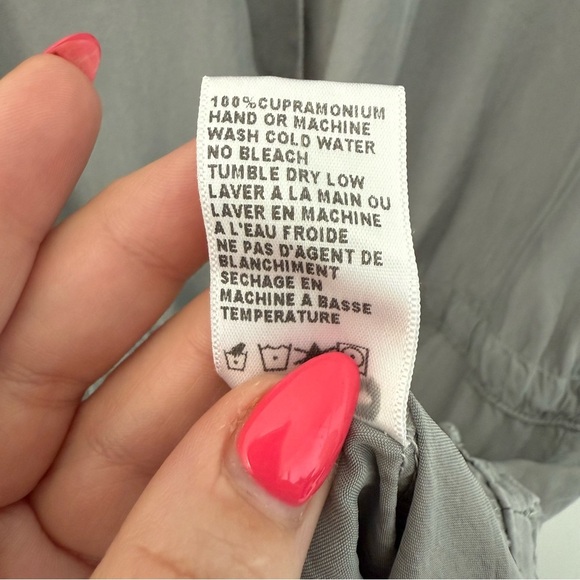 James Perse gray cupro drawstring long sleeve shirt dress - 3 (Large) - Picture 8 of 8